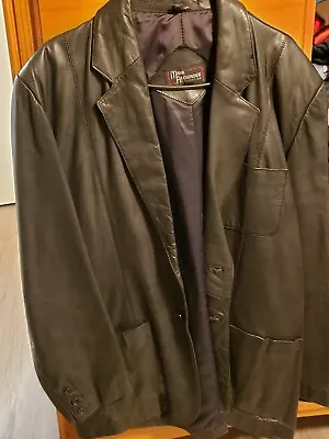 Vintage Mark Alexander Mens 46 Long Black Leather Western Cut Leather Jacket • $77.40