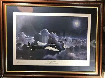 Moonlit Lancaster-Brian Petch-Signed Bill Eid VC-Dambuster SQN • £95