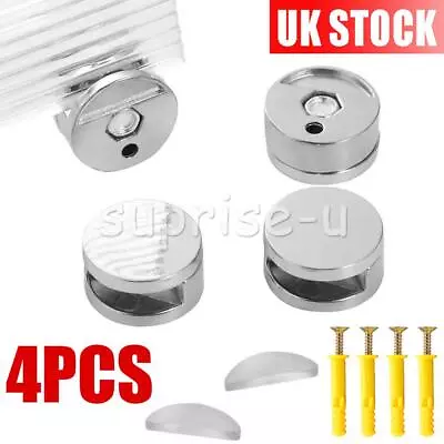 4Pcs Frameless Mirror Fixing Clip Wall Mounting Hanging Bracket For 3-5mm Glass • £6.51