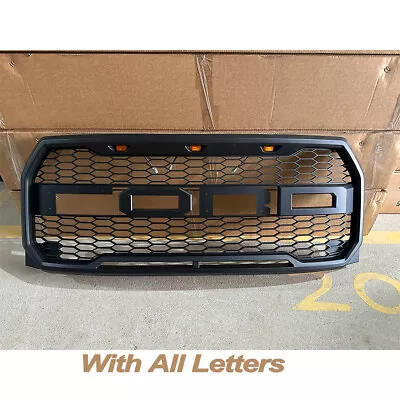 Front Upper Grille Fits 2015-2017 FORD F150 Raptor Style Grill W/LED Full Letter • $84.50