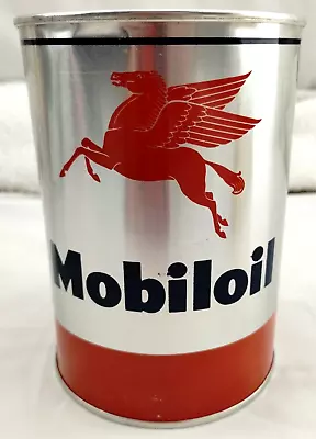 Vintage MOBILOIL Pegasus 1 Quart Metal Oil Can 86-A  * Full • $70