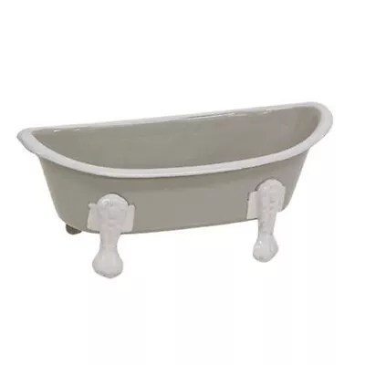 New Primitive Farmhouse GRAY CLAWFOOT VINTAGE BATH TUB SOAP DISH Holder • $9.95