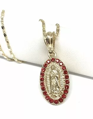 Gold Plated Virgen De Guadalupe Medalla Virgin Mary Pendant Necklace 20” Lamina • $16.99