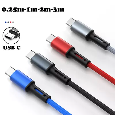 $6.48 • Buy USB Type C Cable Fast Charging Charger Cable USB C Data Sync Cord Lead 1m 2m 3m
