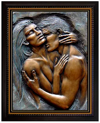 BILL MACK Original BRONZE Relief SCULPTURE Art Signed EMBRACING Bas Female Love • $2895