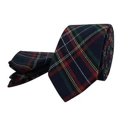 £11.99 • Buy Mens  Tie Skinny Slim  Scottish Tartan Checked Red Blue Wool Country Check 403