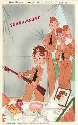 Postcard 1940s WAC Military Comic Humor Guarey Mount 22-12999 • $9.09