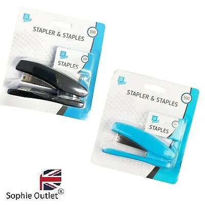 STAPLER WITH 500 STAPLES Desktop Office Desk Work School SMALL Stationery Set UK • £7.13