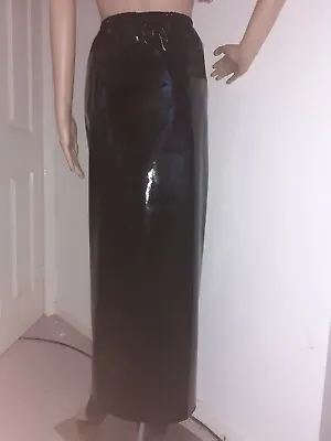 New Women's PVC Black Wet Look Band Body Tube Maxi Shiny Skirt Size Plus UK 8-28 • £29.99