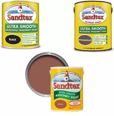 Sandtex -  Masonry Paint 1L - Ultra Smooth - Quality Waterproof - 3 Colours • £11.19