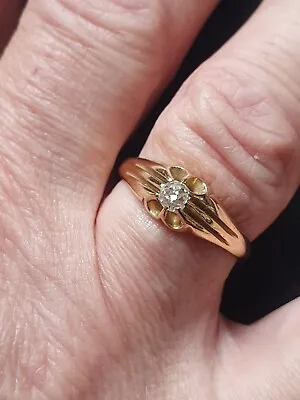 Man’s Diamond Signet Ring Early 1900s 18 Carat Gold With Old Uncut Diamond • £350