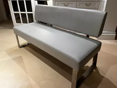 Danetti Dover Light Grey Faux Leather 3 Seater Bench With Backrest • £150