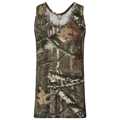 Men's Jungle Camouflage Realtree Muscle Vest Camo Tank Top Shooting Fishing 5XL • £5.99