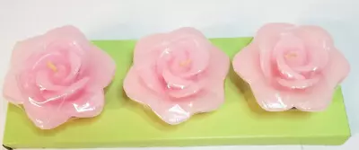 Vintage Floating Rose Candles Great American Opportunities Inc Set Of 3 • $9.99