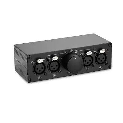 3-Way XLR Balanced Stereo Audio Signal Switcher Box Passive Selector Splitter • £56.39