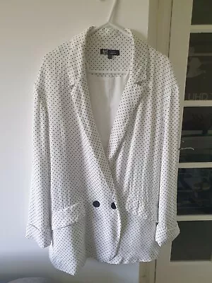 ZARA TRF M White Black Polka Dot Oversized Boyfriend Double Breast Blazer Jacket • £12.99