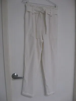 Sheike Off White Lined Paper Bag Pants With Pockets And Tie Belt Size 10 • $20