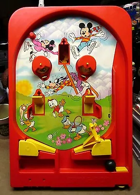 MICKEY MOUSE Spin Pop Pinball Game Broken Toy Disney W/ Box 1978 Beat-up Game • $40