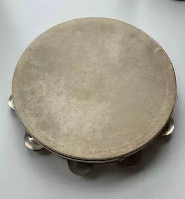 Vintage Peripole Tambourine 10” Diameter Single-Row Animal Skin • $19.99