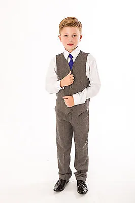 Boys Suits Boys Wedding Suit Tweed Waistcoat Suit Page Boy Baby Formal Party  • £24.99