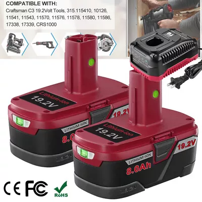 19.2 Volt 8.0Ah For Craftsman C3 Lithium Ion XCP Battery / Charger 11375 6.0Ah • $18.99