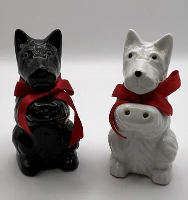 $14 • Buy Vintage Scotty Dogs Salt & Pepper Shakers Ceramic Cute Christmas