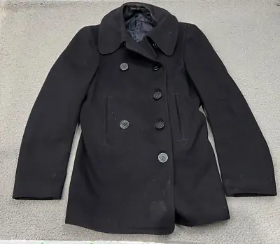 Navy Pea Coat Jacket Men's Size Medium Blue • $45