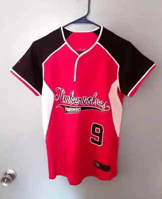 Authentic Boombah Timberwolves #9 USA FLAG Softball Baseball Jersey Shirt SMALL • $9.95