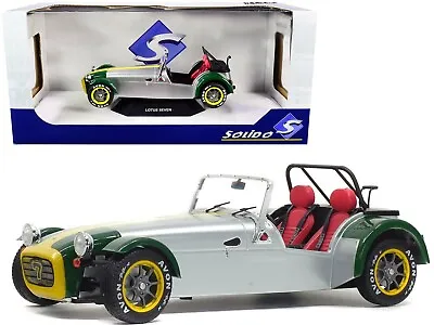 Solido 1:18 1989 Silver & Green Lotus Seven  Diecast Model Car S1801803 • $61.99