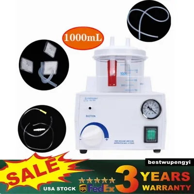 1000mL Portable Phlegm Suction Unit Emergency Medical Vacuum Aspirator Machine • $138