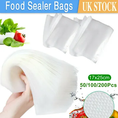 £16.49 • Buy 200pcs Textured Vacuum Vac Sealer Sous Vide Food Saver Storage Embossed Bags Uk^