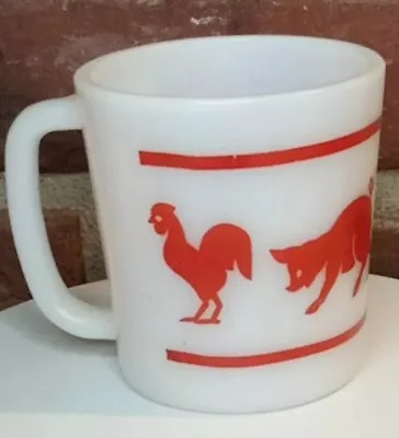 VTG Milk Glass Coffee Mug Chinese Restaurant Tea Cup W/Rooster Pig Goat Duck • $7.90