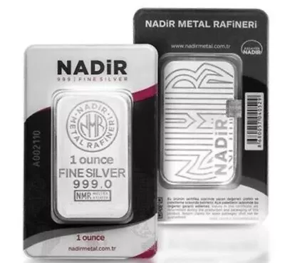 1 Oz Silver Bar Nadir Metal Rafineri NMR - .999 Fine Silver Bar - In Assay Card • $34.39