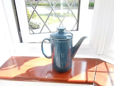 Trent Mid Winter Tea/coffee Pot Dark Blue Ribbed 9in High 14.5 In Round VGC Rare • £15.50