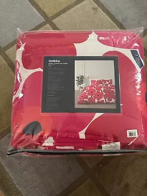 Marimekko  Unikko Comforter & 2 Shams Set Red King Set • $149.99