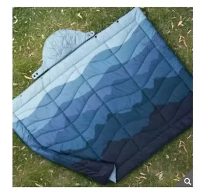 Weatherproof Vintage Outdoor Blanket Detachable Hood Blue 54 X 72in Camping • £30