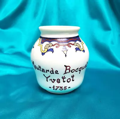 Milk Glass Jar - French Moutarde Bocquet Yvetot 1735 Mustard Pot White NO Top • $9