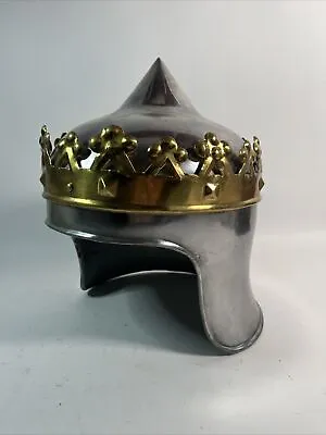 Wearable Medieval King's Crown Metal Knight Helmet Halloween Renaissance Fest • $69.99