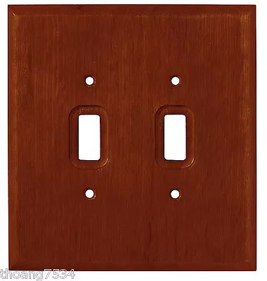 Dark Oak Wood Double Light Switch Wall Plate Outlet Cover Brainerd 126427 • $9.59