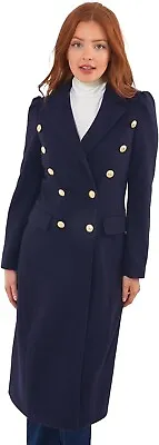 Joe Browns Military Coat Women's Classic Double Breasted Tailored Fit Navy 6 UK • £89.99