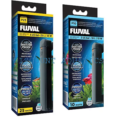 Fluval P Submersible Aquarium Heater -10W 25W Preset Fish Tank Nano Shatterproof • £17.45