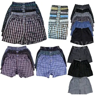 3 6 12 PACK Men Knocker Plaid Boxer Shorts Underwear Lot Trunk Boxer Brief S-3X • $36.95