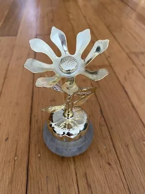 Vintage Avon Keepsake Cream Sachet Perfume Bottle ~Metal Flower  EMPTY • $7.42