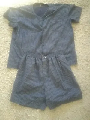$18 • Buy Stafford Men's Pajama Set Extra Large Blue Striped Shirt And Shorts