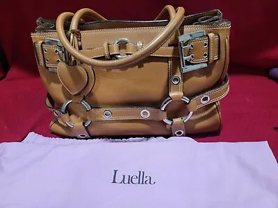 Luella Bartley Satchel Purse Tote Brown Leather Handbag Bag Vintage • $59