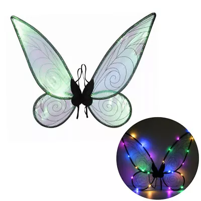 Light Up Fairy Wings For Girls Women LED Butterfly Wings Dress Up Angel Wings • £8.39