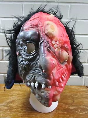 VTG 1970's Rubber Halloween Monster Mask Fun World Taiwan W/Hair Horror Two Face • $100