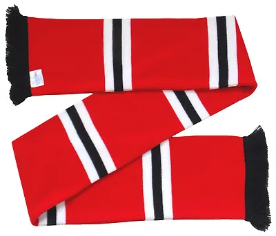 Manchester United Supporters Red White Black Retro Scarf - Made In The UK • £8.99