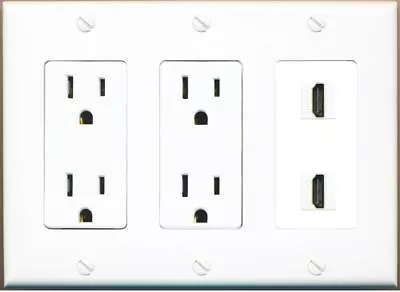 2 Port HDMI Wall Plate-2 Outlet White • $29.94