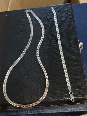 £28 • Buy 925 Sterling Silver Bracelet And Necklace Set. Greek Key Design 